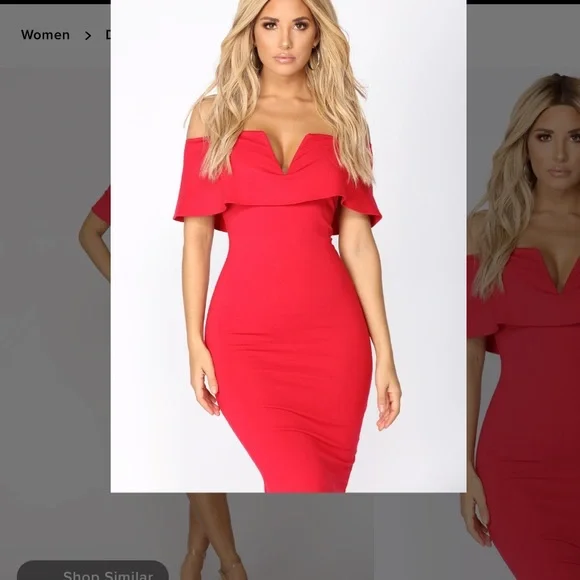 lyla off shoulder dress fashion nova Lyla Red Off Shoulder Mini Dress - US 4 main image 0